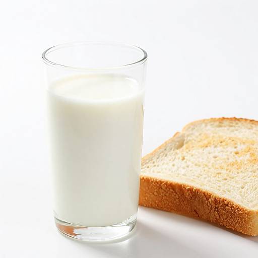 Detailed Glass of Milk with Bread