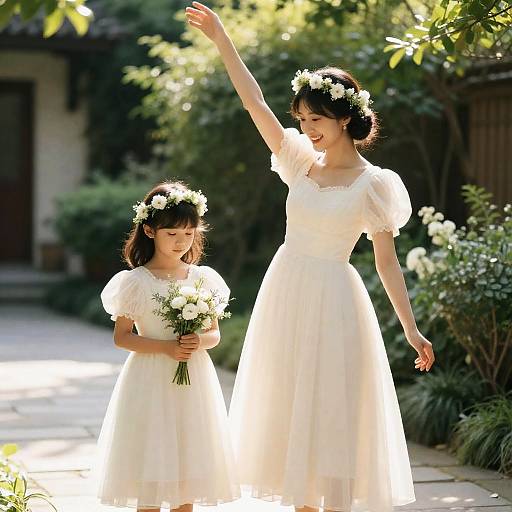 Joyful Moments: Bride and Young Girl