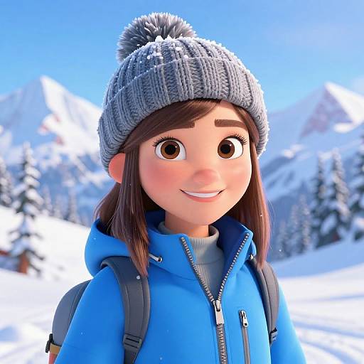 Pixar-Style Skier Girl in Winter Outfit