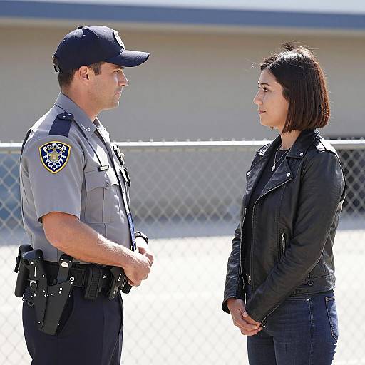 Police Officer and Woman in Daylight
