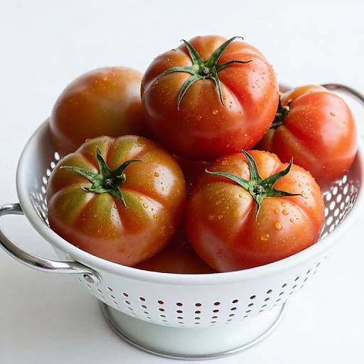 Heirloom Grape Tomatoes in White Colander