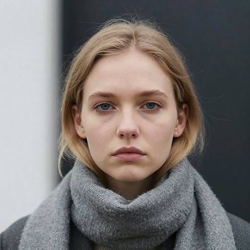 Close-Up Portrait of a Somber Young Woman