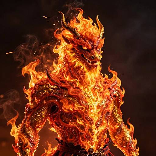 Fiery Dragon Flame Beard Costume
