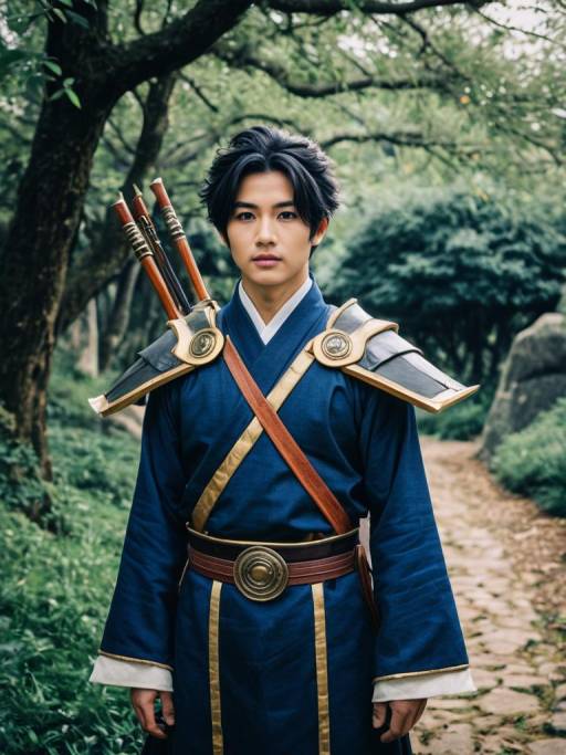 Man in Childe Genshin Costume Outdoors