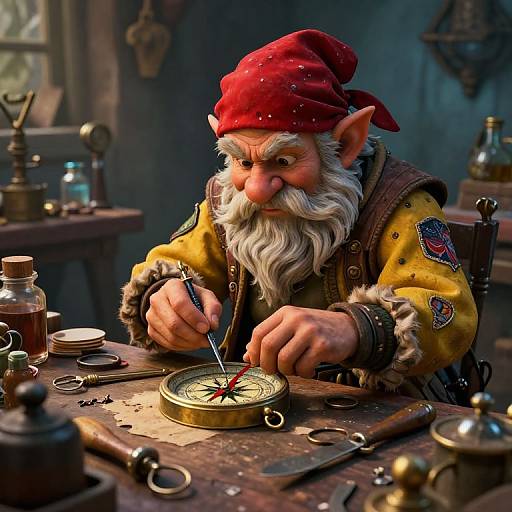 Fantasy Gnome Artificer Crafting Compass