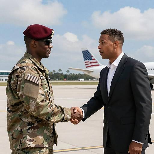 Hand Shake at Airport: Military Meets Business