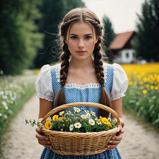 Bavarian Girl in Nature with Braids