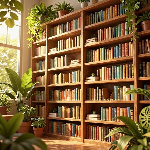 Enchanted 3D Library with Golden Lighting