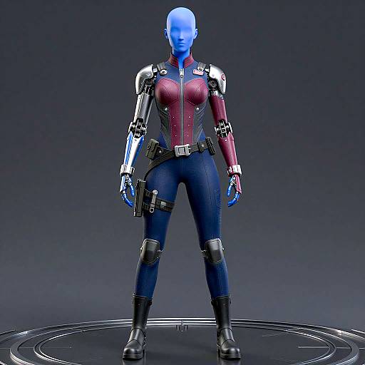 Futuristic Cyborg Woman in Dark Suit