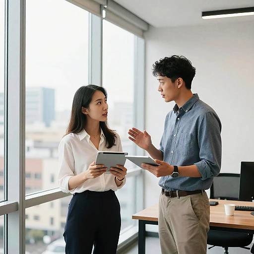Colleagues Discussing in Modern Office