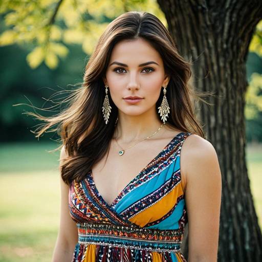 Young Woman in Colorful Dress Outdoors