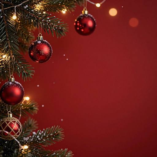 Red Christmas Aesthetic with Fairy Lights