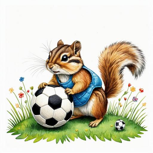 Chipmunk Playing Soccer Illustration