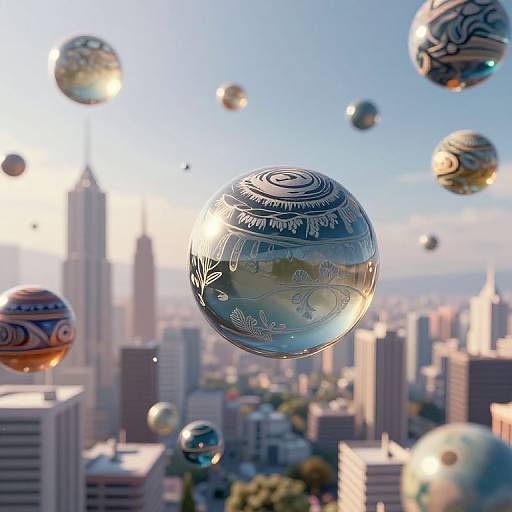 Surreal Floating Marble Cityscape