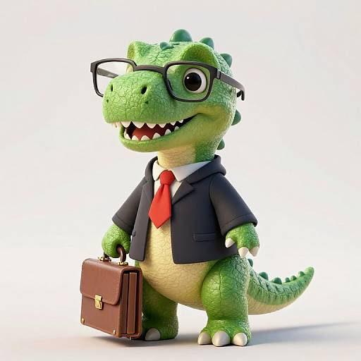 Baby Dinosaur Lawyer with Briefcase