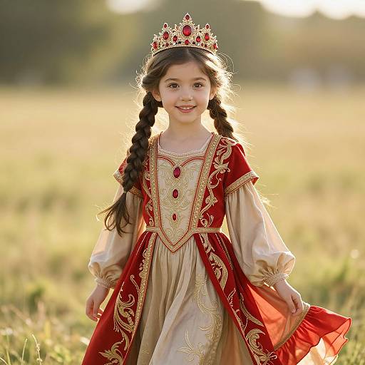 Regal Young Girl in Enchanted Meadow