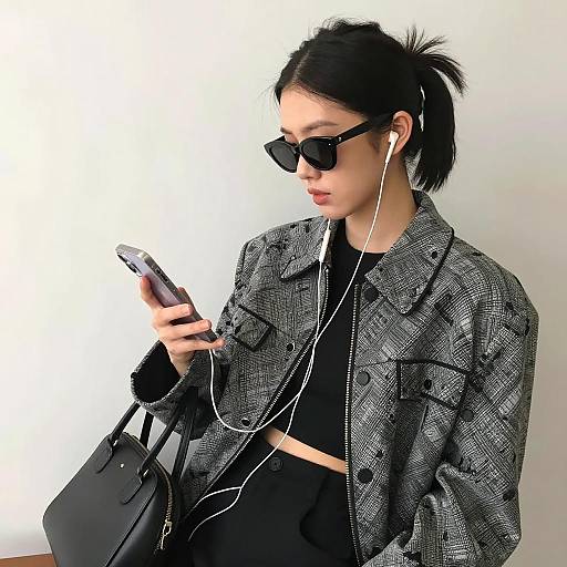 Stylish Asian Woman in Urban Attire