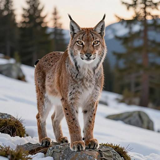 Muscular Male Lynx in Alpine Light