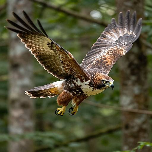 Speeding Hawk Diving Through Forest