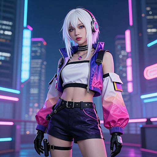 Cyberpunk Woman in Neon City