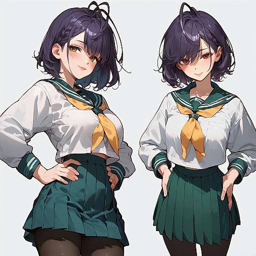 Anime Schoolgirl Standing Confidently