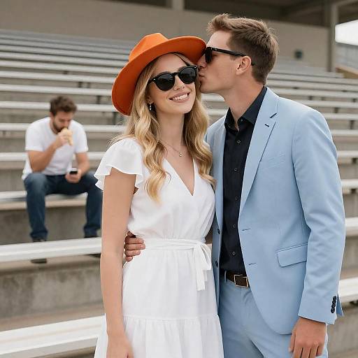 Couple's Summer Moments in Stadium