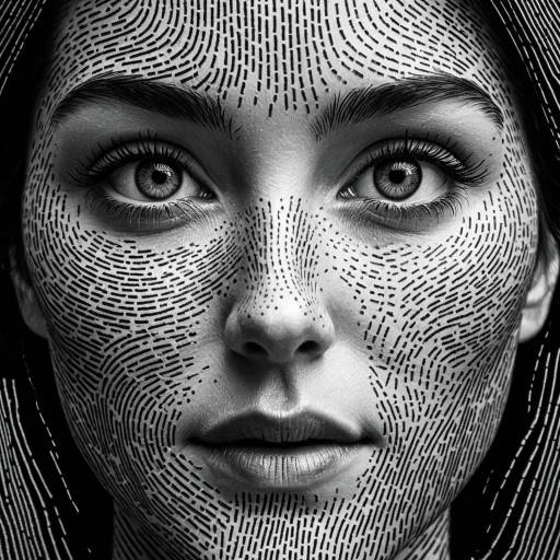Hyperrealistic Woman's Face Formed by Fingerprint Lines