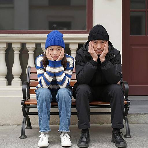 Casual Bench Moment in Urban Setting