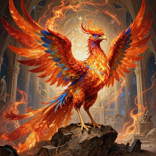 Renaissance Phoenix in Fiery Fantasy
