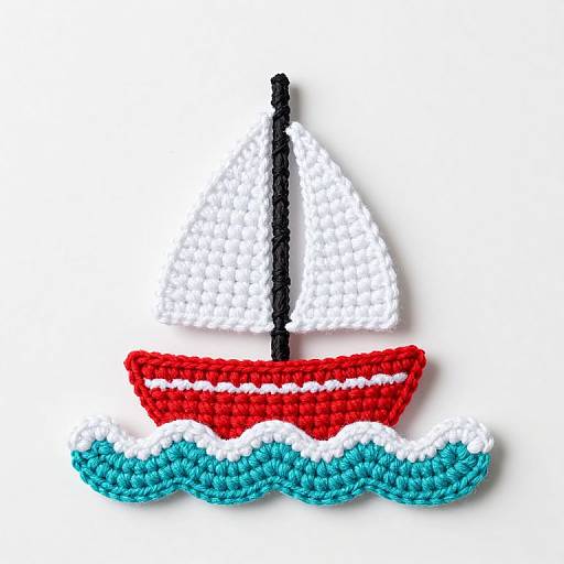 Crocheted Sailboat and Wave Appliques