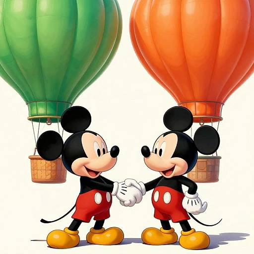 Cheerful Vintage Mickey with Hot Air Balloons