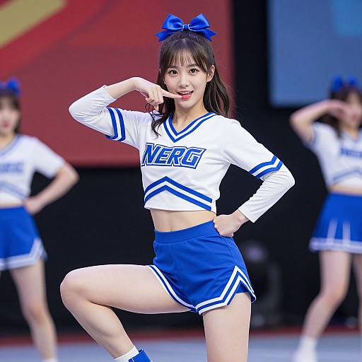 Vibrant Cheerleader in Blue and White