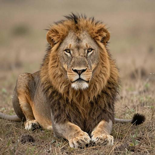 Majestic Male Lion in Natural Setting