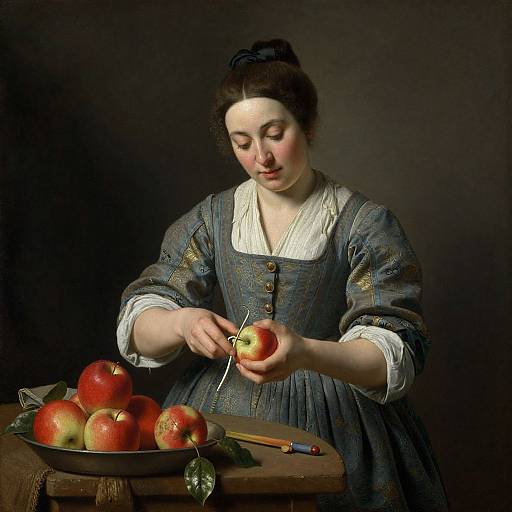 Gerard Ter Borch Style Woman Peeling Apples