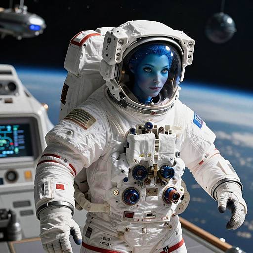 Blue-Skinned NASA Avatar Girl Portrait