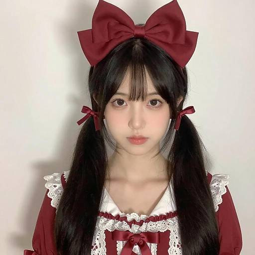 Portrait of Asian Woman in Red Dress