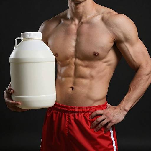 Striking Muscle Pose Against Black Background