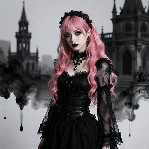 Cinematic Goth Portrait with Pink Hair