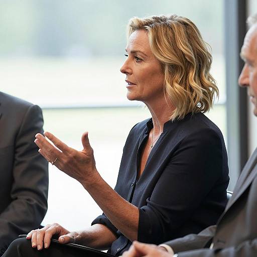 Blonde Woman Speaking in Meeting