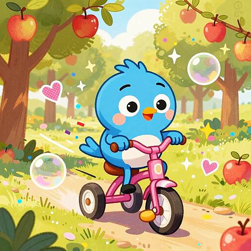 Cheerful Bluebird Riding Candy Tricycle