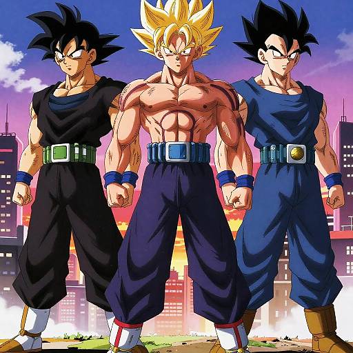 Anime Buff Characters in Dramatic Poses