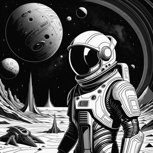 Futuristic Astronaut Design on Distant Planet Futuristic Astronaut Design on Distant Planet