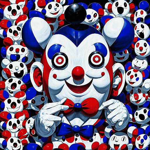 Illustration of Mr. mime, pokemon in the style of Bakkanki