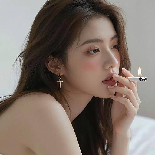 Cigarette Elegance: A Portrait of Reflection