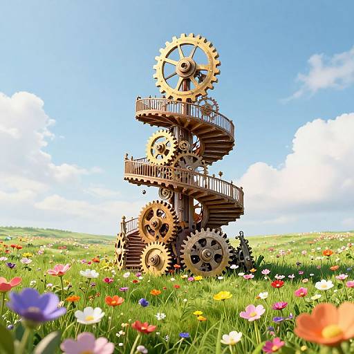 Clockwork Meadow of Gears Blossoming