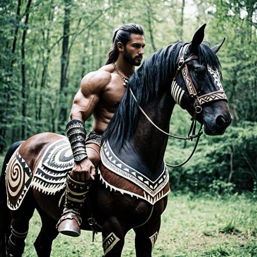 Muscular Tribal Centaur Warrior in Forest