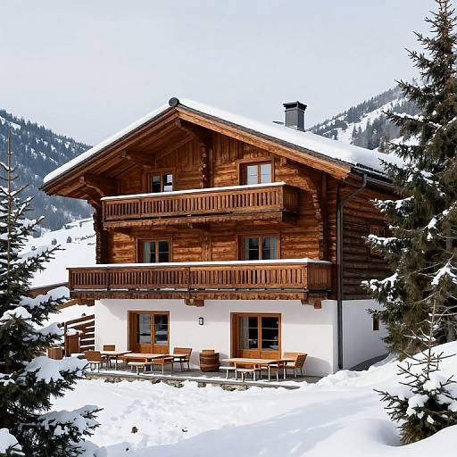 Snowy Chalet with Scenic Views