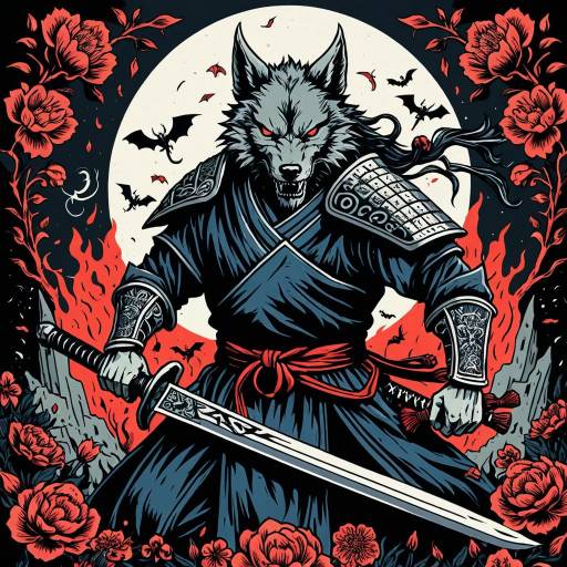 Fierce Wolf Samurai Demon Slayer