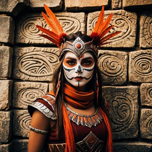 Fantasy Tribal Female Warrior with Owl Headpiece