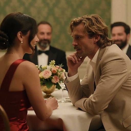 Intimate Formal Conversation in Warm Lighting